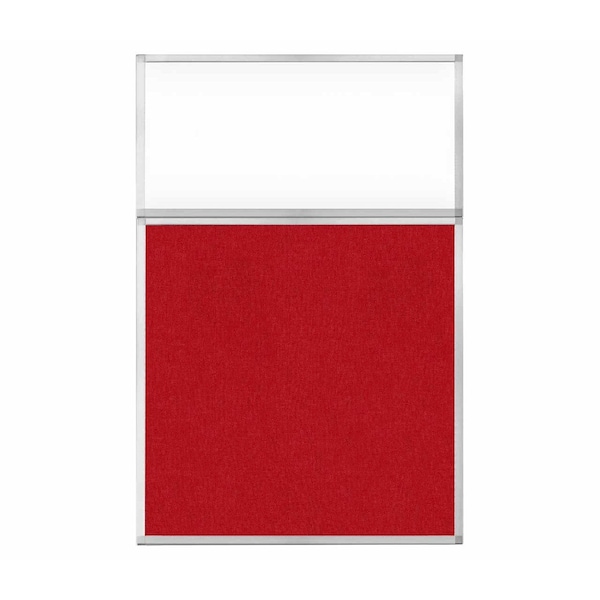 Hush Panel Configurable Cubicle Partition 4' x 6' W/ Window Red Fabric Clear Window